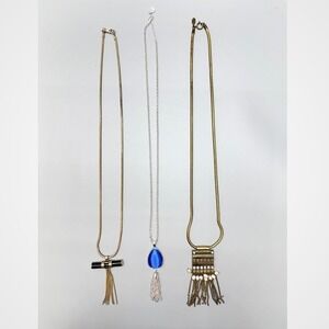 Long Fringe Necklace Lot of 3 Opera Signed Statement Casual Everyday‎ Designer